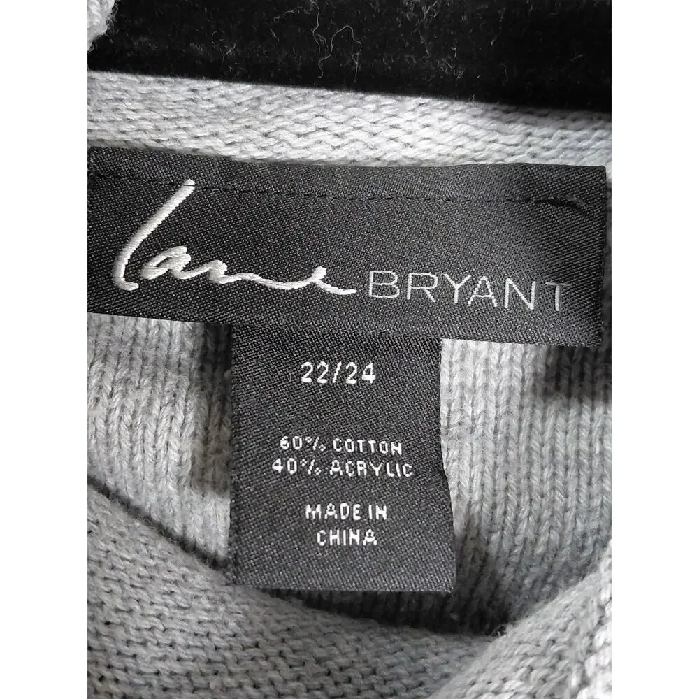 Lane Bryant Gray Pullover Sweater Cowl Neck Women Size 22/24